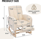 NIOIIKIT Modern Nursery Rocking Chair, Teddy Upholstered Rocking Chair - Image 2