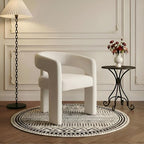 Modern Chenille Barrel Dining Chair Upholstered Fabric Dining Room Chair by QUINJAY