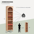 IFGET 76" Tall Arched Bookcase, Farmhouse 5 Tiers Narrow Arched Bookshelf - Image 2