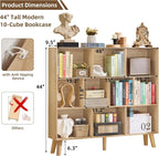 LEYAOYAO 10 Cube Bookshelf, 3 Tier Modern Wide Bookcase - Image 2