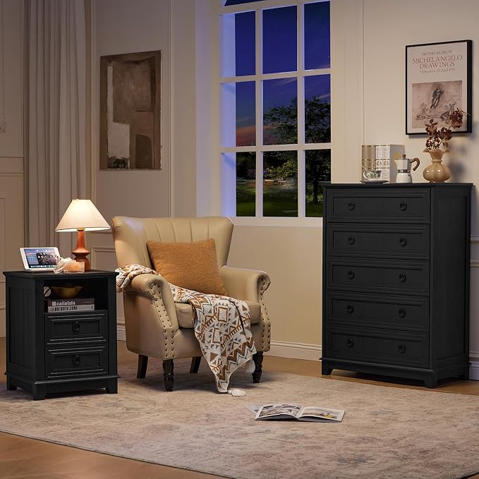 Joaxswe Farmhouse 5 Drawer Dresser - Image 4
