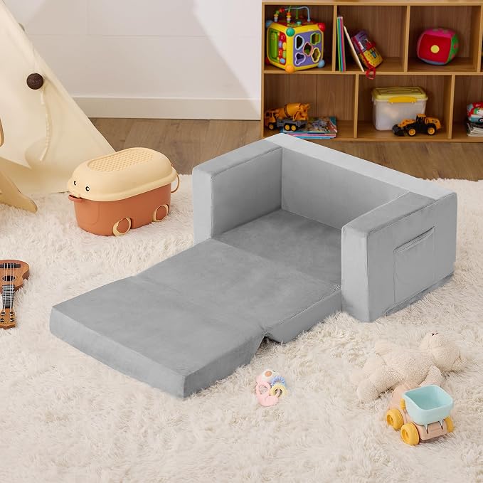 Kids Couch, 2-in-1 Toddler Chair Comfy 1-3 Years, Convertible Kids Chair - Image 7