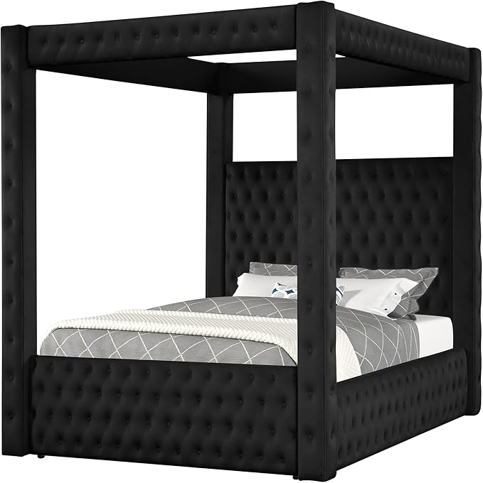 Velvet Canopy Bed Frame King by WIRKTIVEFURNITURE