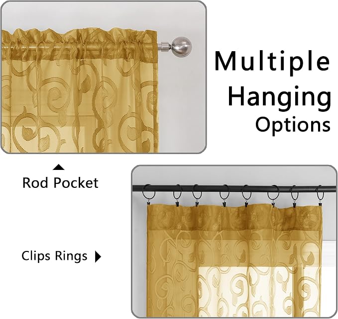 Furman Gold Sheer Curtains 84 inches Long - Image 5