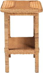 HomeStock Bohemian Side TableRattan & Wood Accent TableHoney Finish26 x 16 x 25 - Image 3