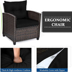 COSTWAY 3PCS Patio Furniture Set, PE Rattan Wicker Sofa w/Washable Cushion and - Image 7