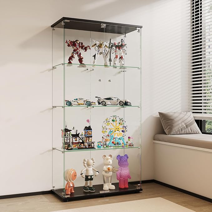 APRILSOUL Glass Display Cabinet 4-Shelf - Image 7