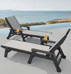 SERWALL Textilene Patio Chaise Lounge Chair, 5 Positions Adjustable Outdoor - Image 2