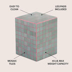 JONATHAN Y Callista 18-Inch Sage Gray/Pink Modern Ceramic Tiled Cube Side Table - Image 3