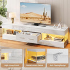 Bestier 67" Modern TV Stand for TVs up to 75 Inch, High Gloss LED Entertainment - Image 4