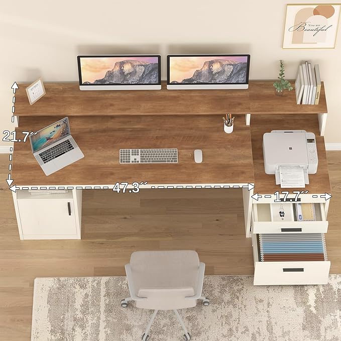 YOMILUVE 65 Inch Computer Desk - Image 4