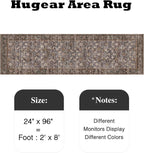 2x8 Brown Blue Vintage Floral Washable Runner Rug - Image 2