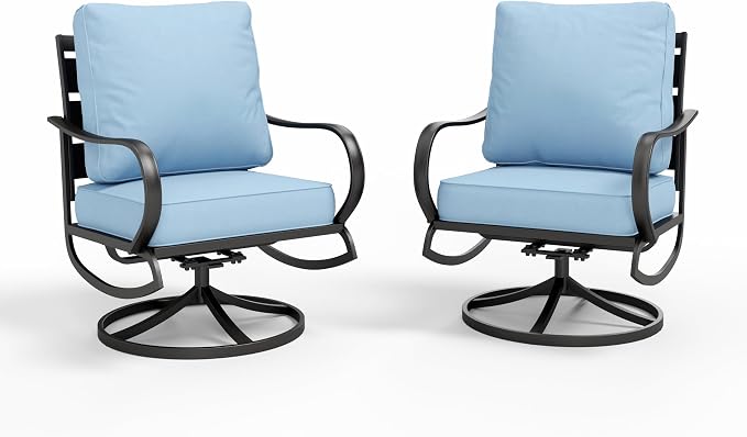 Sophia & William 2 Pieces Patio Furniture Sets Metal Sofa Chairs Patio Cushion by SophiaWilliam