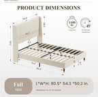 MALOL Full Size Bed Frame with Upholstered Headboard, Linen Fabric Platform Bed - Image 2