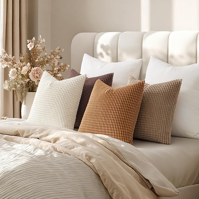 MIULEE Modern Farmhouse Decorative Lumbar Pillow Covers 18x18 Inch Set of 4 - Image 5