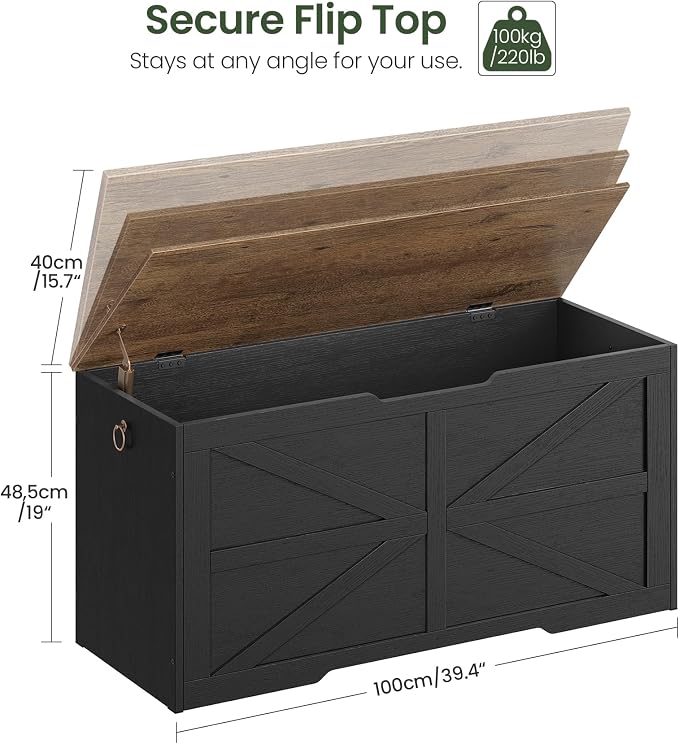 CHOEZON Storage Chest, 39.4" Wooden Storage Trunk, Modern Storage Bench - Image 3