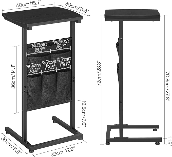 HOOBRO C Shaped End Table, 28.3" Side Table - Image 3
