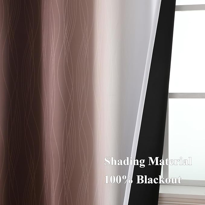 Brown and Greyish White Blackout Curtains 52x102 2 Panels | Ombre Curtains - Image 5