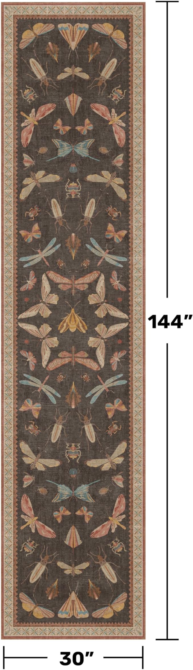 Orange Brown Hallway Runner Rug 2'6"x12', Soft Low Pile Non Slip Carpet - Image 2