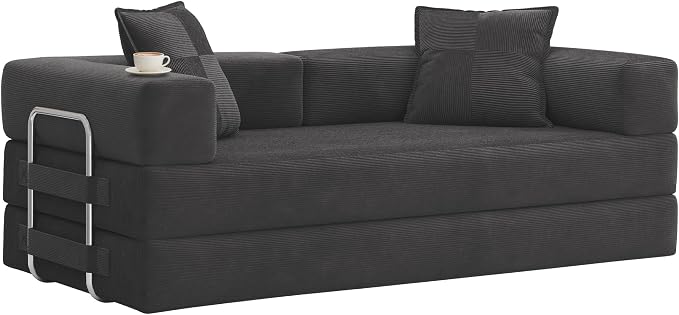 GRUSIGN 78 Inch Convertible Sofa Bed, 5-in-1 Futon Sofa Bed Pull Out Couch - Image 9