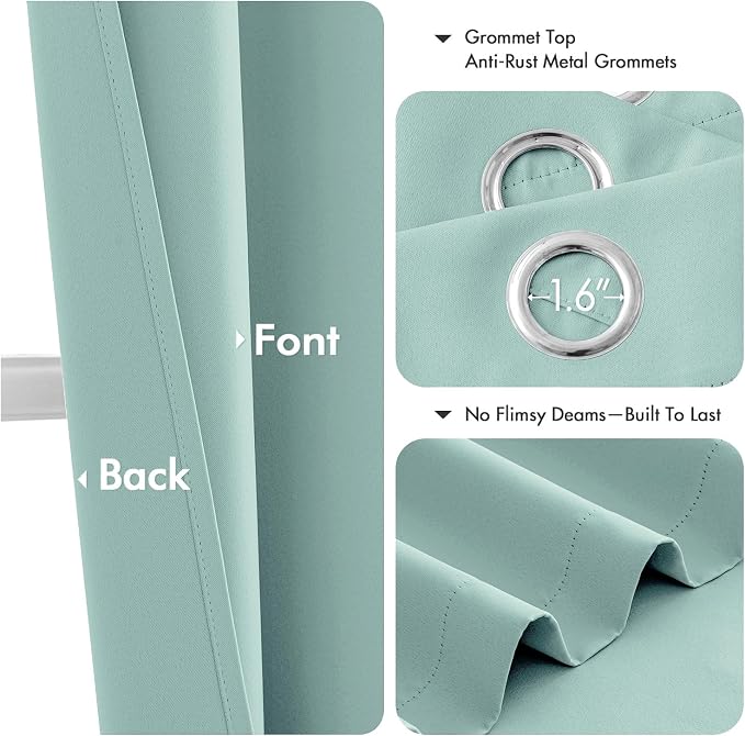 MIULEE Blackout Curtains for Bedroom 2 Panels 40 x 45 Inch Long Aqua | Thermal - Image 4