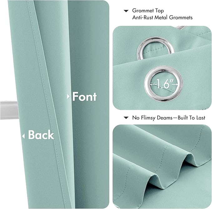 MIULEE Blackout Curtains for Bedroom 2 Panels 40 x 84 Inch Long Aqua | Thermal - Image 4