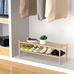ROMGUAR CRAFT 2-Tier Bamboo Long Shoe Rack, Free Standing Wood Shoe Shelf - Image 4