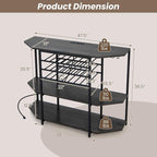 COSTWAY Wine Bar Cabinet, 3-Tier Liquor Cabinet - Image 3