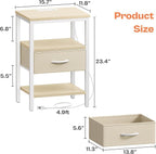 SUPERJARE Nightstand with Charging Station, Bed Side Table with Adjustable - Image 2