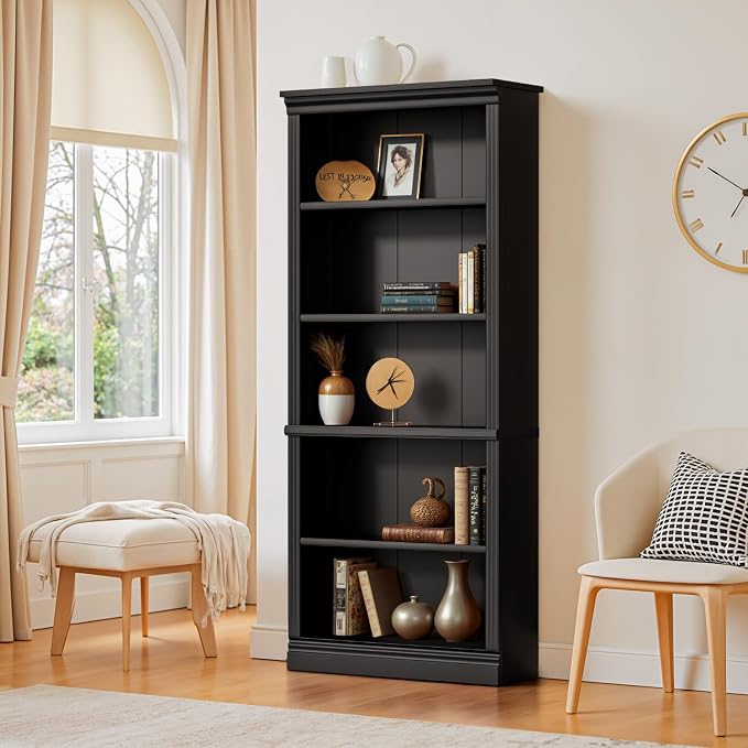 Furniwell Bookcase Bookshelves, 5-Shelf Tall Bookcase 71" Wood Open Display - Image 4