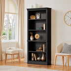 Furniwell Bookcase Bookshelves, 5-Shelf Tall Bookcase 71" Wood Open Display - Image 4