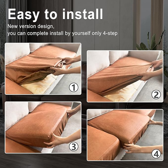 ANARACHON Leather Look Couch Cushion Covers Sofa Seat Slipcovers Sets Couches - Image 6