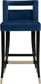 Tov Furniture Hart Tufted Seat Upholstered Velvet Bar Stool - Image 4