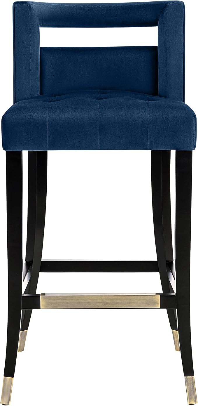 Tov Furniture Hart Tufted Seat Upholstered Velvet Bar Stool - Image 4