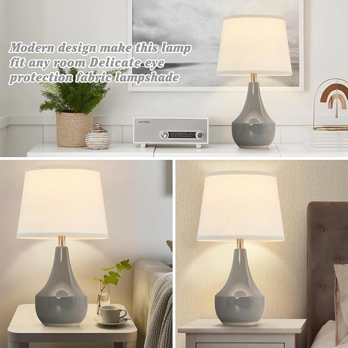 GyroVu 18" Table Lamp Set of 2, Ceramic Table Lamp Classic Beside Lamps - Image 3