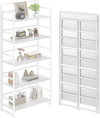 No Assembly Folding Bookshelf, 5 Tiers Collapsible Book Shelf by THKKYHomeOfficeFurniture