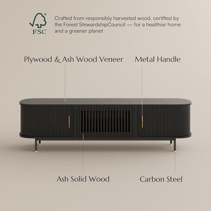 POVISON Fully-Assembled Mid Century Modern TV Stand - Image 7