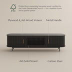 POVISON Fully-Assembled Mid Century Modern TV Stand, Sliding Tambour Door - Image 6