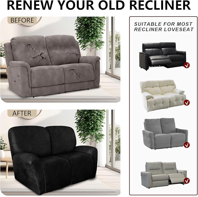 ANARACHON Loveseat Recliner Cover Leather Look Recliner Loveseat Covers - Image 6