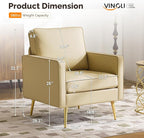 VINGLI Modern PU Leather Accent Chair, Single Sofa Chair - Image 2