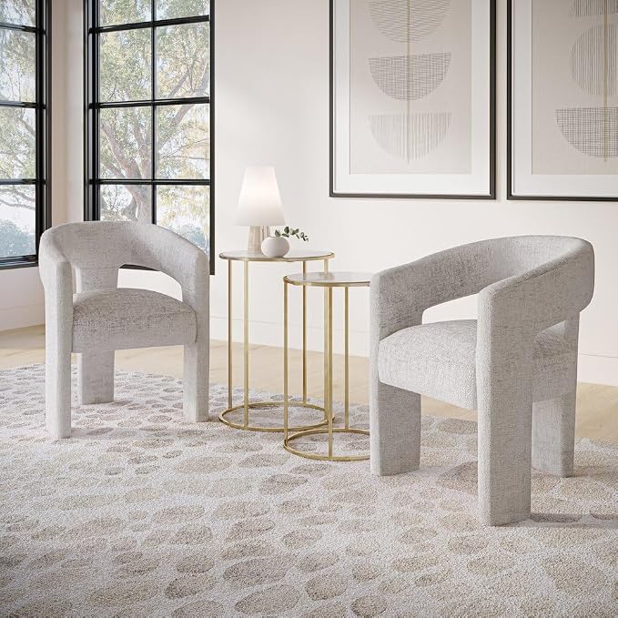 Jofran Gwen Jacquard Upholstered Accent Chair, Modern Luxury Plush Sculptural - Image 2