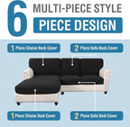 H.VERSAILTEX 2025 New Sectional Couch Covers 6 Pieces Stretch Sofa Covers - Image 3