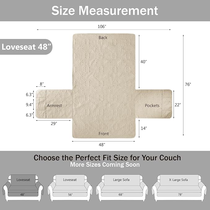 Camel Loveseat Covers for 2 Cushion Couch, Water-Repellent Covers for Love Seat - Image 7
