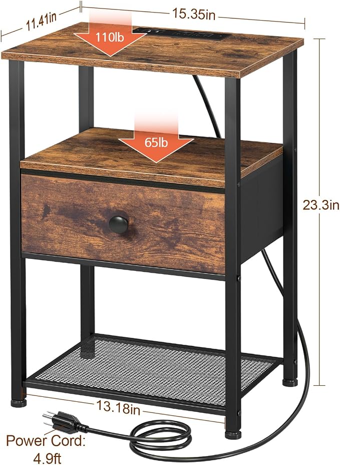 LOAKEKEL Night Stand Set 2, Nightstand - Image 3