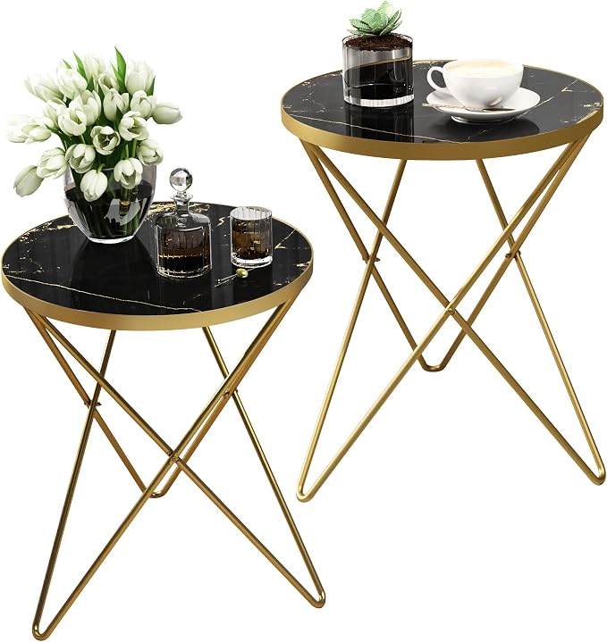 HLR Modern Round Side Table Set of 2, End Table by HomeDeservesaRelaxLiving