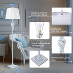Vintage Floor Lamp with Nightlight, Washed Blue Finish Farmhouse Style Design - Image 2