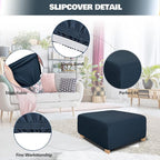 NeColorLife Square Ottoman Cover Jacquard Fabric Ottoman Slipcover Thick - Image 2