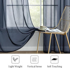 MIULEE 2 Panels Navy Blue Sheer Curtains 96 inches Long 54 X 96 Inches | Window - Image 4