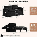 63" Velvet 3 in 1 Convertible Sleeper Sofa Bed, Pull Out Couch Bed Loveseat - Image 3