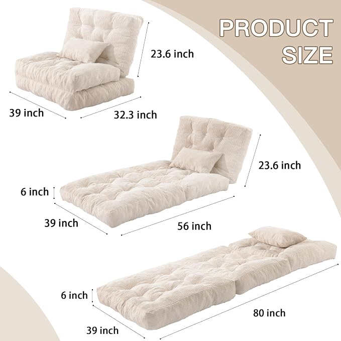 Folding Sofa Bed, Convertible Sleeper Chair - Image 2